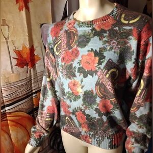 Joy Rich womens size Small Colorful Jukebox Music Themed Soft Sweater